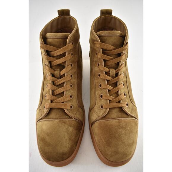 Christian Louboutin Mens Louis Orlato Flat Rhea Brown High Top Sneakers 43 10 - Picture 5 of 11